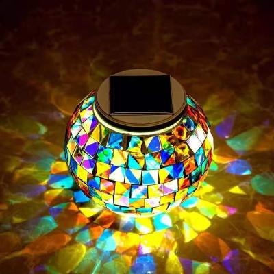 China Garden Amazon Top Sale Garden Decoration Mosaic Light RGB Solar LED Lawn Night Light for sale