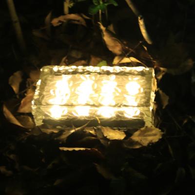 China Glass Recessed Garden Solar Road Lights 8 LED Buried Solar Powered Underground Lamp Brick Light Waterproof IP68 198*98mm for sale