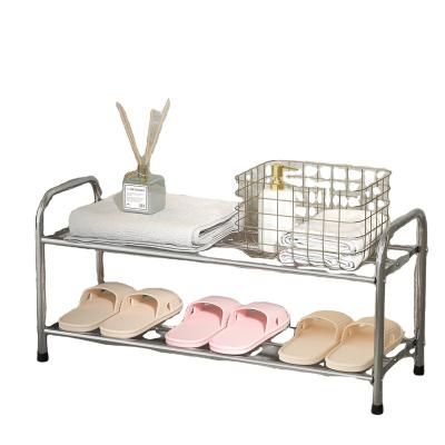 China Modern Design Minimalist Portable 2 Tiers Stainless Steel Shoe Rack Storage Organizer Metal Racks For Home for sale