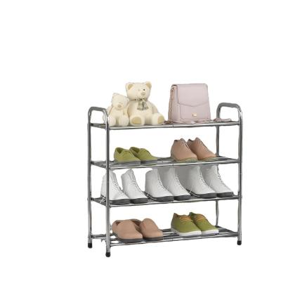 China Home 4 Tiers Minimalist Multifunctional Stainless Steel Adjustable Shoe Stretches And Holds Organizer Shelf Space Saving for sale