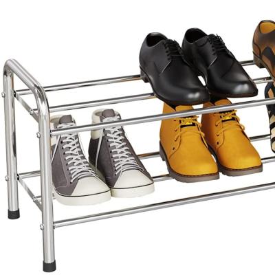 China High Quality Modern Minimalist Stainless Steel 2-Tier Shoe Rack Storage Organizer Rack Shelf Rack For Home Use for sale