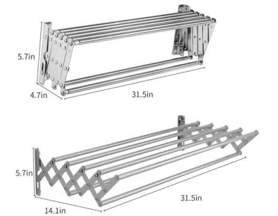 China Hot-selling Minimalist 6-Pole 40cm Stainless Steel Folding Expandable Towel Rack For Bathroom Use for sale