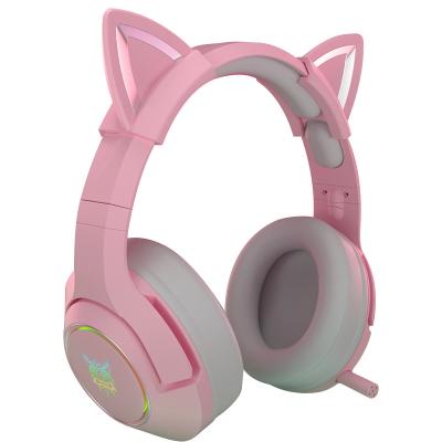 China Pink LED Cat Ear Gaming Headphones Girls Cat Ear Wired Gaming Headsets Dismountable 7.1 Headset Stereo Sound Headband With MIC for sale