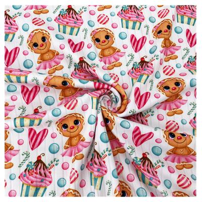 China Memory Eco Friendly Custom Design Textile Rb Knit Fabric Cute Cartoon Brushed Rib Fabric Tied for sale