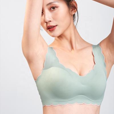 China QUICK DRY women ripple strapless contrast ring steel collection cup thin vest bra no color smooth women bra for sale