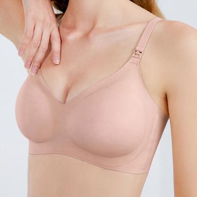 China Good Quality Antibacterial Women Nursing Seamless Maternity Bralette Jelly Bra Wireless Open Front Breastfeeding Maternity Nursing Bra for sale