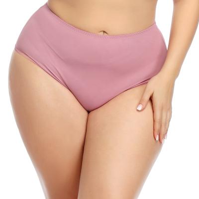 China Simple Solid Color XL-6XL High Waist Antibacterial Briefs Plus Size Underwear Women Cotton Crotch Breathable Seamless Panties for sale