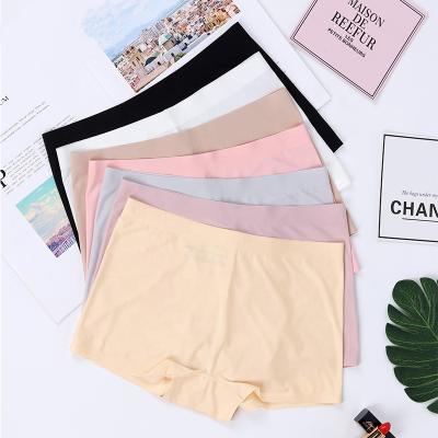 China Antibacterial Women's Seamless Panties Wholesale Solid Color Breathable Soft Boyshorts For Lady Ice Silk Underwear for sale