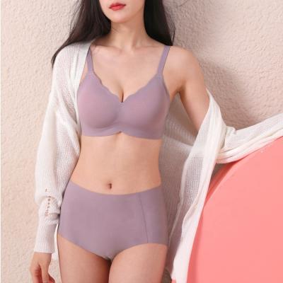 China Dropshipping QUICK DRY Jelly Bra Ladies Panties and Seamless Bra Underwear Set 5 Colors Women Padded Bralette Bra and Panty Sets for sale