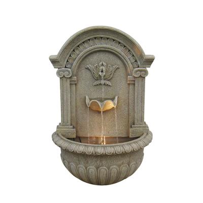 China Easy to Move and Clean Main Stand Waterfall Small LED Outdoor Waterfall Garden Decoration Solar Polyresin Wall Fountain for sale