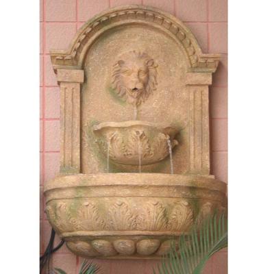 China Easy To Move And Clean Outdoor Polyresin Solar Head Water Wall Fountain For Composite Wall On The Wall for sale