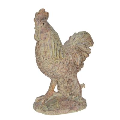 China Easy to move and clean wooden grain resin chicken animal figurine for garden or home decoration for sale