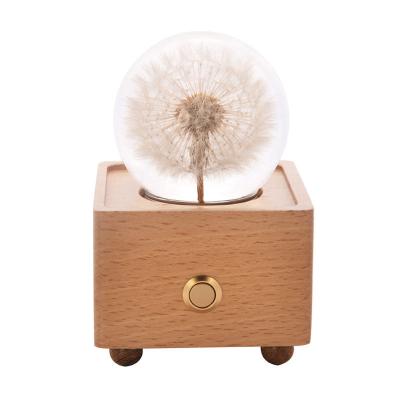 China Dandelion 2022 Eternal Preserved Light Led Dandelion Bluetooth Lamp Speakers Resin Crafts Bluetooth Speaker Handsome Glass With Gift Box for sale