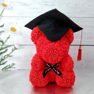 China Gift factory high quality black rose teddy bear made real roses with price for sale