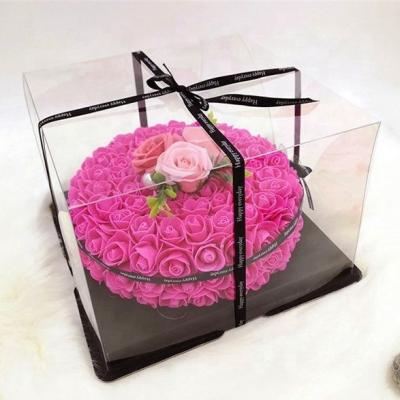 China The artificial PE of gifts etc. rose cake birthday party supplies with transparent gift box lid for kids for sale