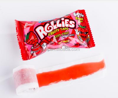 China Natural Fruit Rollies Vegetarian Gummy Jelly Candy Strip for sale