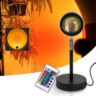 China Modern USB RGB Sunset Lamp Projector with 16 Colors Remote Control for Selfies Room Holiday Christmas Decoration Sunset Projector Lamp for sale