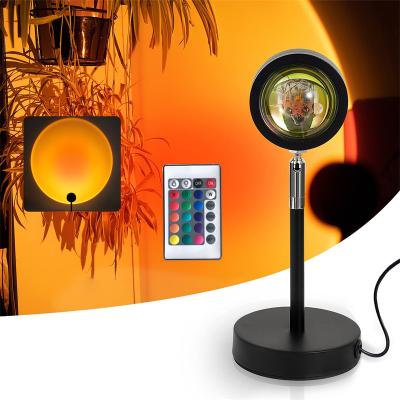 China Modern RGB Sunset Projector Night Lights USB Bedside Table Lamp Christmas Gift Bedroom Bar Cafe Sunset LED Floor Lamp for sale