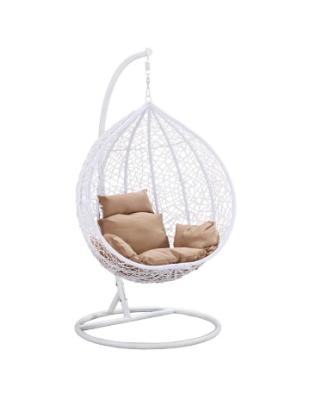 China UV& weather resistant outdoor patio PE rattan swing chair with metal frame cheap egg shaped hanging chair for sale