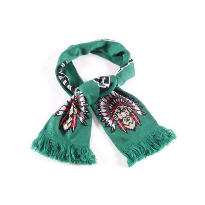 China OEM 100% Medium Promotional Acrylic Jacquard Soccer Fan Woven Football Woven Scarf Knitted Football for sale