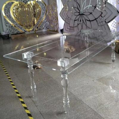 China Wedding Party Event Decoration Romantic Wedding Dining Table Wedding Clear Acrylic Table for sale