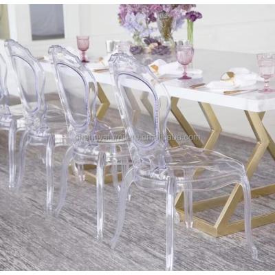 China Modern Wedding Chair Bella Plastic Acrylic Dining Chair Clear Ghost Decoration White And Black for sale