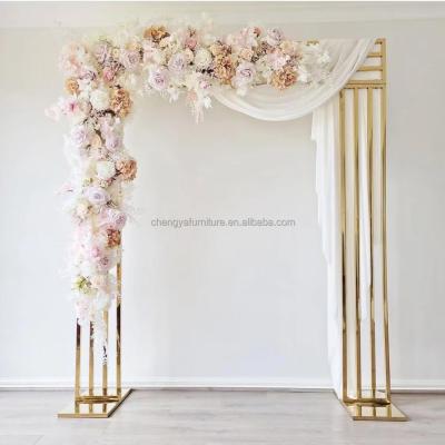 China Wedding Party Event Decoration Gold Stainless Steel Metal Frame Wedding Arch Backdrop Support Panel Designs for sale