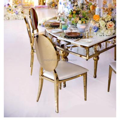 China Modern Gold Stainless Steel Back Event Wedding Chairs for sale