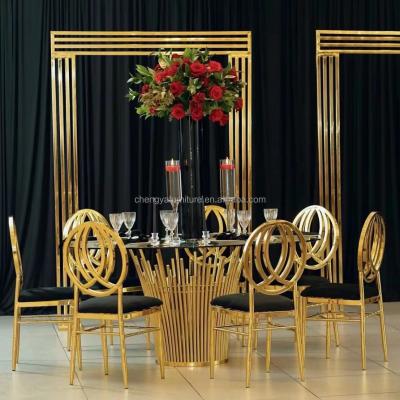 China New Modern Design Gold Stainless Steel Frame Wedding Chair For Events for sale