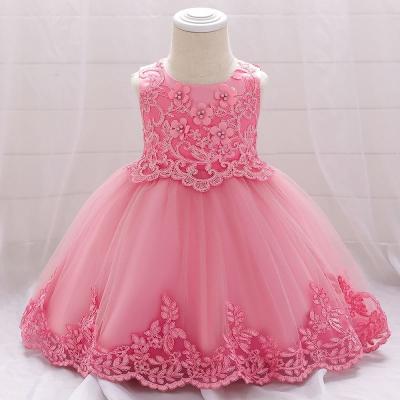 China Latest Anti-wrinkle Baige Party Wear Kids Birthday Dress 1 Year Old Dresses For Girl Party Wear L5097XZ for sale