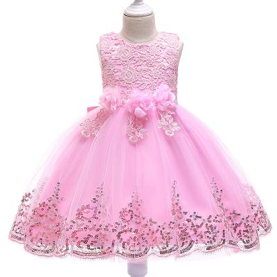 China Breathable and Comfortable European Style Girl Wedding Dress for Lovely Kids Birthday Party Tutu Dresses for Girls 2-12 Years Sleeveless for sale