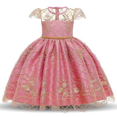 China Anti-wrinkle Lace Pageant Embroidery Luxury Kids Princess Children Party Wedding Ball Gown Even Dress For 3-10 Years Girls for sale