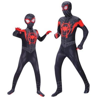 China Breathable and Comfortable Red Black Red Halloween Costume Kids Superhero Cosplay Clothing Jumpsuit Spider Style Costume Superhero Costume for sale