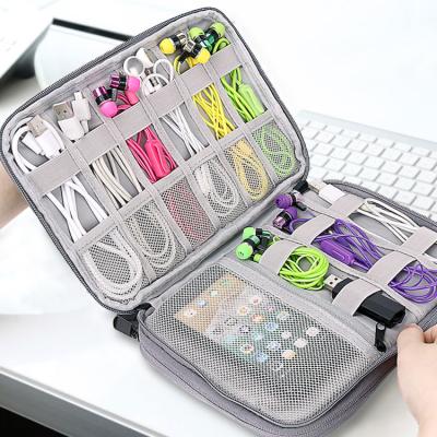 China Viable Double Decker Cable Organizer Data Instrument Travel Bag Organizer Storage Carry Bag for sale