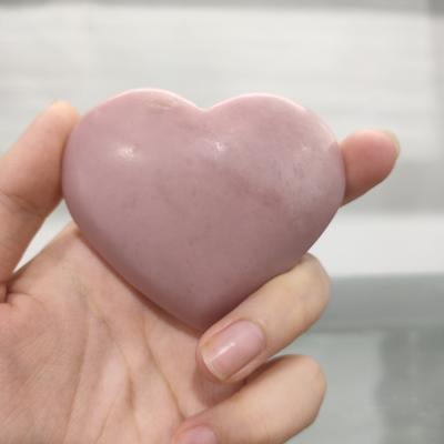 China Natural Rose Opal Heart Stone Healing Crystal Stone Heart Hand Made Wholesale From China for sale