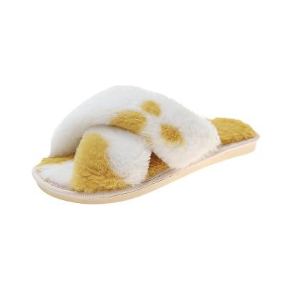 China Fashion Trend Women Soft Plush Lightweight Bedroom Slippers Non Slip Cross Band Slip On Open Toe Cozy Indoor Outdoor Slippers for sale