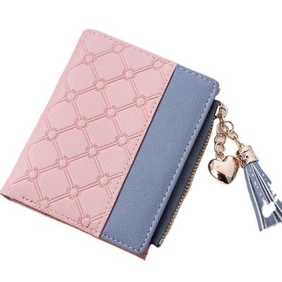 China Waterproof Fashion Tassel Women's Solid Wallet For Lady Short Leather Zipper Credit Cards Small Luxury Brand Wallet for sale