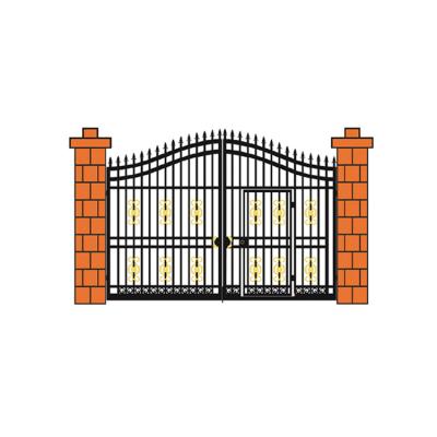 China Modern Chinese Factory Driveway Base Track Iron Gate Design Double Wrought Iron Gate Parts for sale