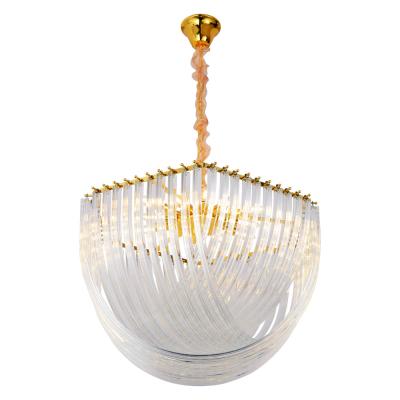 China Modern European Luxury Modern Pendant Lights Villa Glass Tube Style Ceiling Gold Chandelier Living Room Decoration for sale