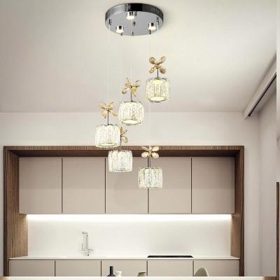 China Modern Modern Pendant Lighting 5-Light Ceiling Fixture with Premium Bubble Crystals for Kitchen, Dining Room, Living Room and Restaurant for sale