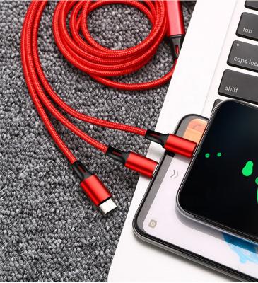 China Wholesale New Multi Function Data Transfer Cable 3 in 1 High Quality Braided Type-C Data Cable Fast Charging Android Charging Data Cable For Iphone for sale