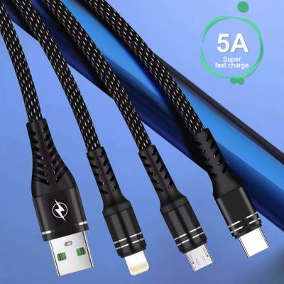 China Multi Function Data Transfer Cable Factory Price 3 In 1 Usb Charging Cable For Type-C Fast Android Usb Charger Cable Mobile Phone Tablet PC Charging Cable for sale