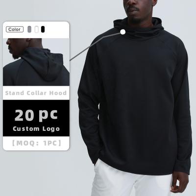 China QUICK DRY Plus Size Long Sleeved Hoodies Men's Stand Collar Sports Shaping Fitness Pullover Sweatshirts for sale