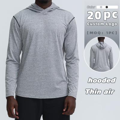 China Anti-Wrinkle Men's Long Sleeve Basketball Shaping Outdoor Hooded Fitness Sports Quick Dry T-Shirts for sale