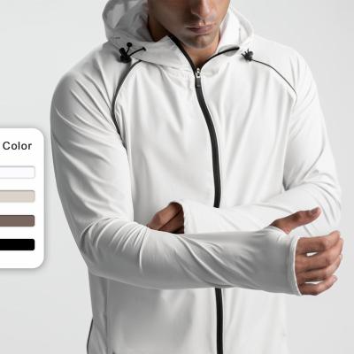 China 2022 QUICK DRY Muscle Fitness Windproof Jacket For Men Basketball Hoodie Sports Jacket With Thumb Holes for sale