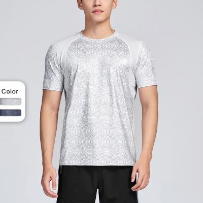 China Anti-Wrinkle PLUS Size Sports Fitness Outdoor Sports Printing Men's Short Sleeve Shirt Exercise T-Shirts For Men for sale