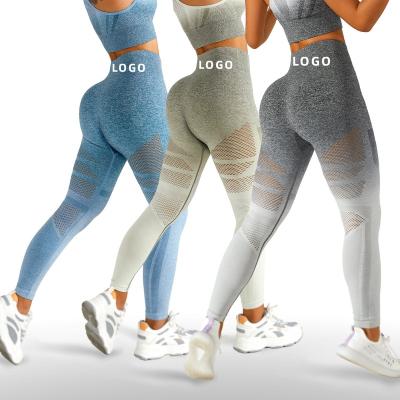 China High Waist Gradient Yoga Pants Seamless Breathable Gym High Stretch Sports Legging Women for sale