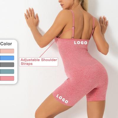 China QUICK DRY Seamless Jumpsuit Athletics Sexy Women's Buttocks Sports Fitness Yoga Set Adjustable Strap Overalls for sale