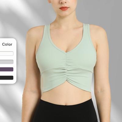 China 2022 Newly Ruched Breathable Hot Sexy Yoga Sports Bras Plus Size Fitness 