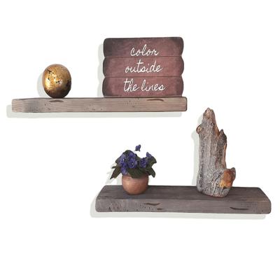 China Adjustable (Height) 2 Position Easy No Tools Installation Reclaimed Rustic Wood Wall Mounted High Quality Gray Floating Shelves Floating Shelves for sale